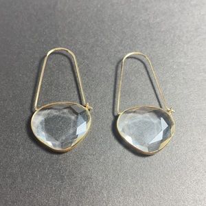 Anthropologie goldtone crystal glass drop earrings